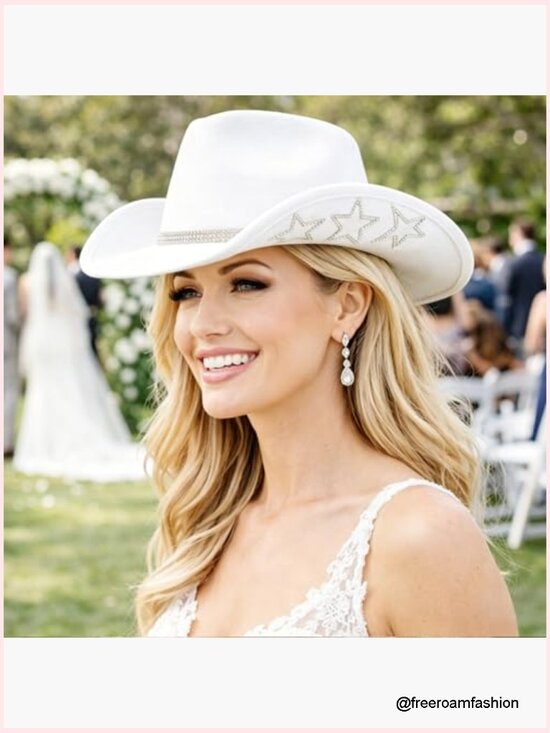 Cowboy Hat with Rhinestone DIY Decor Set for Women Sparkly Cowgirl Hat Western